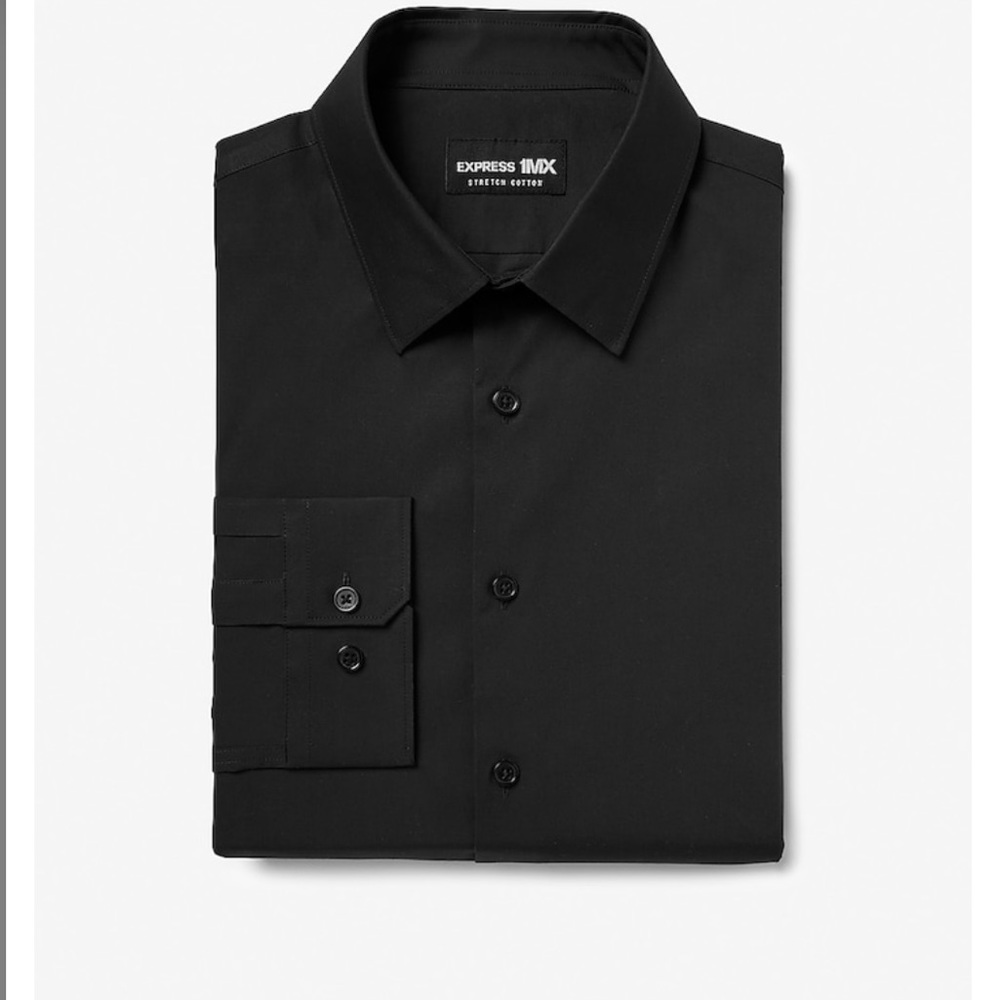 Express Men’s black fitted stretch button down dress shirt  size M
